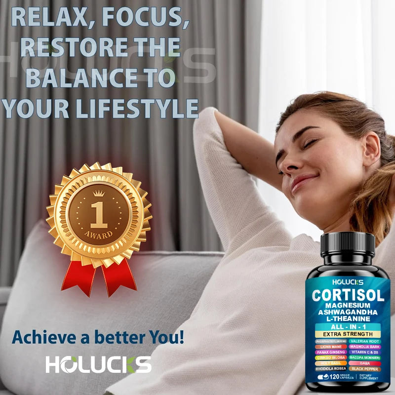 Buy 1 Get 1 Free! Premium Cortisol Capsules, Support Balances Hormones, Reduces Hot Flashes & Promotes Restful Sleep, Non-GMO