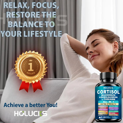 Buy 1 Get 1 Free! Premium Cortisol Capsules, Support Balances Hormones, Reduces Hot Flashes & Promotes Restful Sleep, Non-GMO