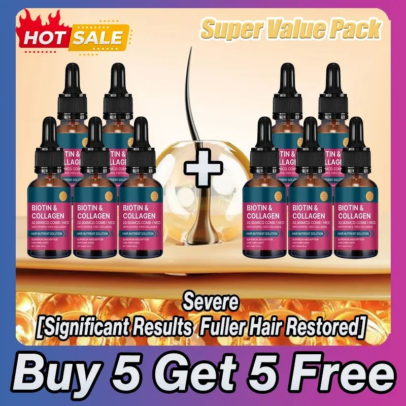 Biotin Collagen Hair Care Essential Oil, Moisturizes Tangled and Rough Hair Texture. Repair Damage Hair Care Serum