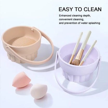 1Pcs Silicone Makeup Brush Washing Bowl Cleaning Box Sponge Powder Puff Washer Beauty Egg Drying Storage Makeup ToolArtifact