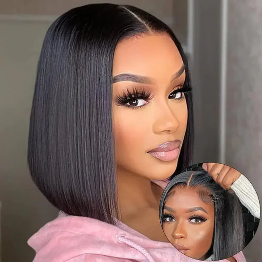 2026 New Ready To Wear Glueless Bob Straight Human Hair Wigs Wear And Go Lace Wigs