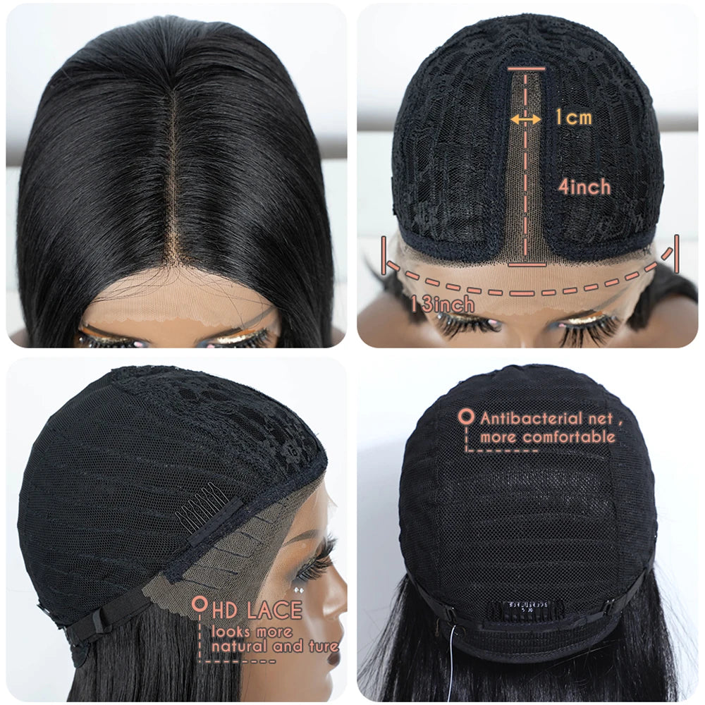 Synthetic Lace Front Wig  Straight part Baby hair Layered Wig Blonde  Wigs For Women With Bang Cosplay Wig synthetic Lace Wig