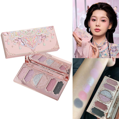 Flower Knows Butterfly Cloud Eyeshadow Palette 6 Colors Matte Shimmer Waterproof Highly Pigmented Makeup Palette