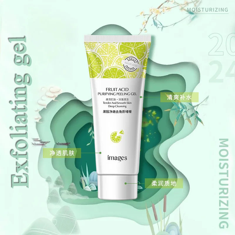 Fruit Acid Peeling Gel Facial Cleansing Exfoliating Peeling Scrub Cream Deep Clean Moisturizing Blackhead Removal Face Cleanser