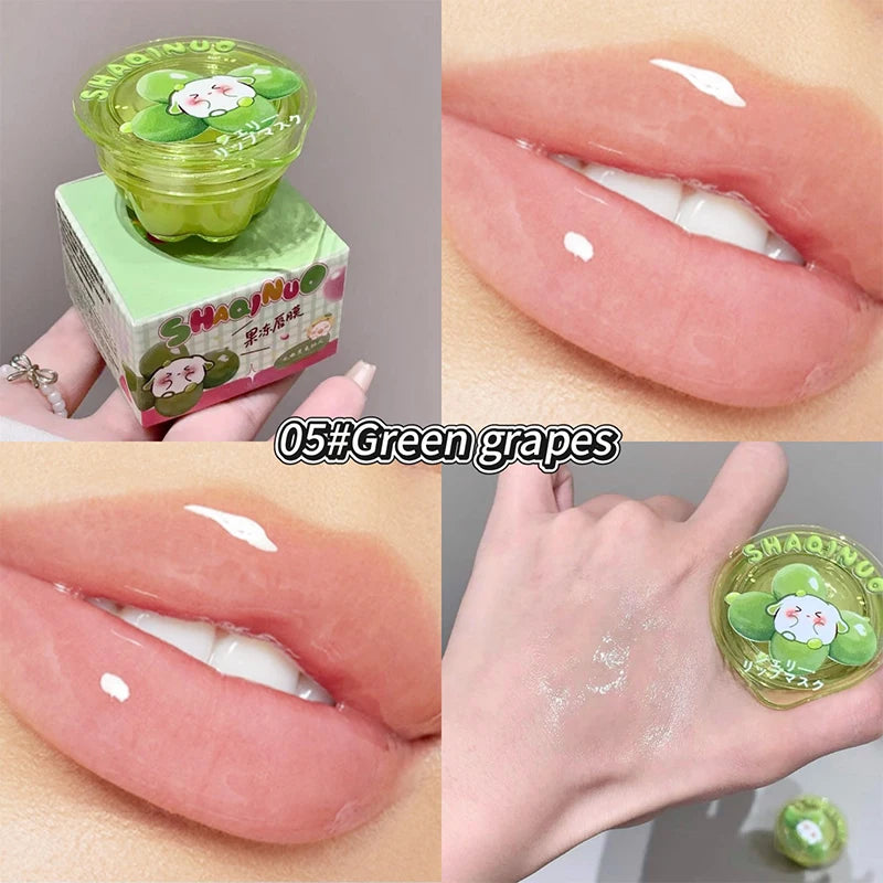 Shaqinuo Jelly Lip Mask Moisturizing and Hydrating Sleep Fruit Lip Balm for Students to Reduce Lip Lines and Prevent Dryness, a Must-Have Christmas Gift for Autumn and Winter.