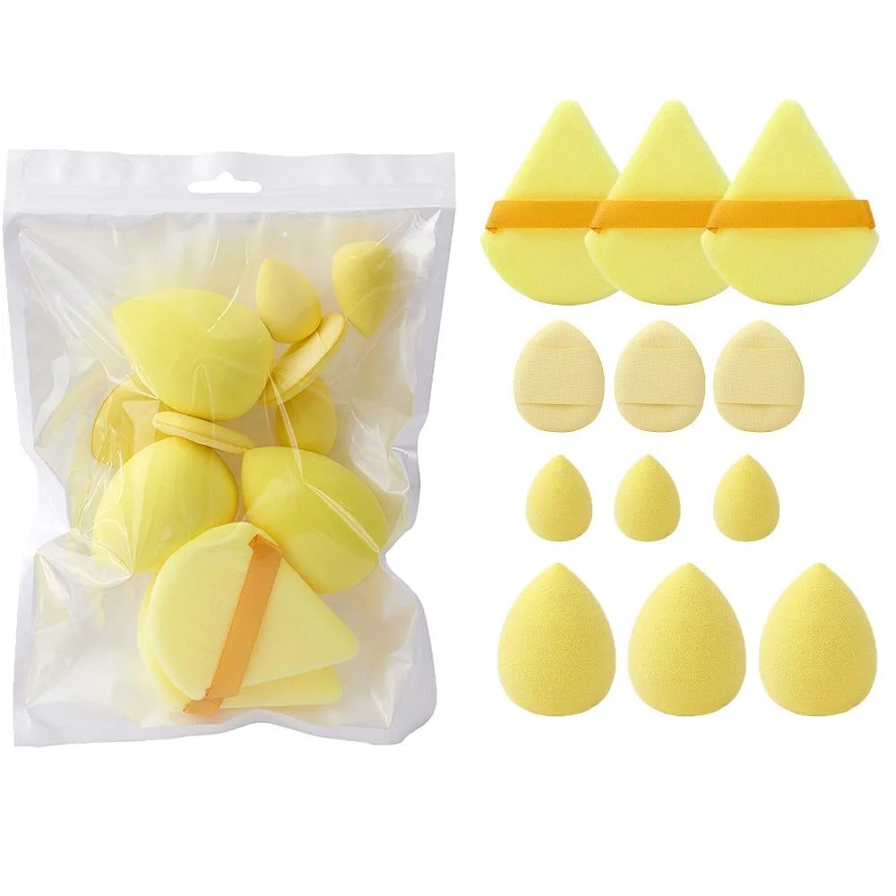 12pcs Makeup Accessories All-Purpose Makeup Sponge Set 4Types Beauty Tools Cosmetic Puff Dry Wet Dual Use Powder Puff