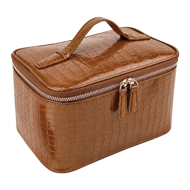 Embossed Makeup Bag Large Capacity Waterproof Travel Toiletry Bag Fashion Portable Women Cosmetic Storage Organizer