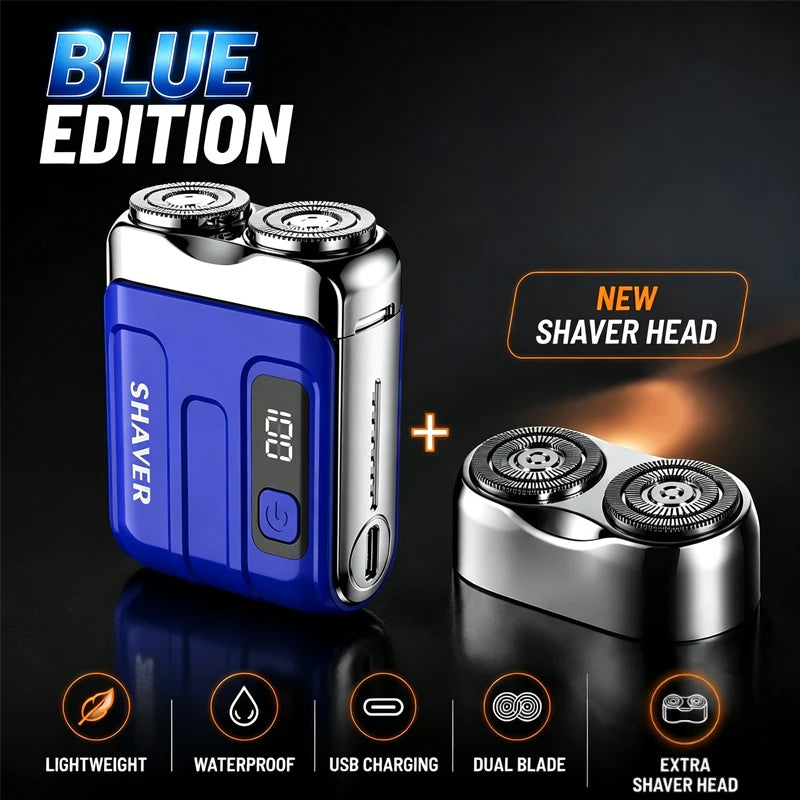 Portable Electric Shaver,Beard,For Men Pocket Razor Usb-C Rechargeable Waterproof Dual Blade Mini Beard Shaver