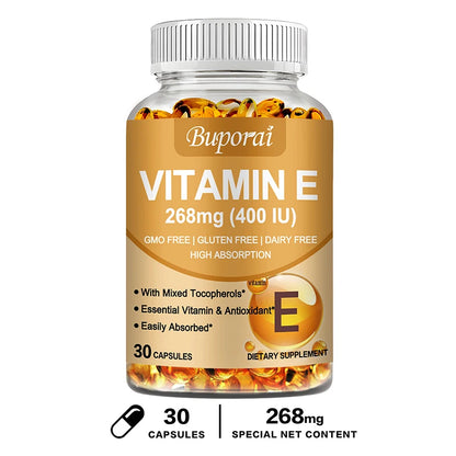 Vitamin E - Promotes Skin, Hair, Nails, Immune and Eye Health, Antioxidant
