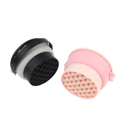 3-In-1 Foldable Silicone Makeup Brush Cleaner Mat & Drying Rack Lightweight Portable Cosmetic Brush Cleaner for Business Trips