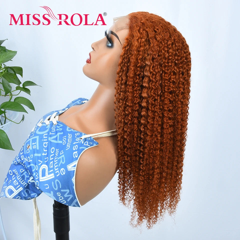 Miss Rola Brazilian Human Hair Curly Wigs 180% Density 4x4 Lace Closure Wig Kinky Curly Hair Wig Remy Pre Plucked With Baby Hair