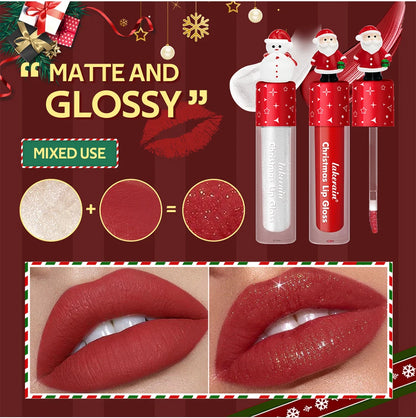 Christmas Lip Gloss Set Waterproof Long-Lasting Moisturizing Lip Skincare Lip Glaze Set Ideal Festive Holiday Christmas Gift