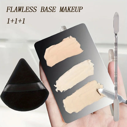Stainless Steel Makeup Mixer Nail Art Polish Mixing Plate Foundation Eyeshadow Mixer Palette with Spatula Rod Beauty Tools