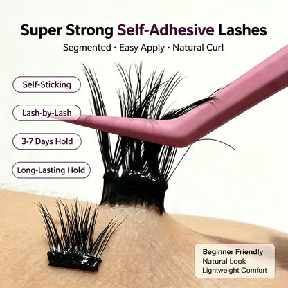 Self Adhesive Cluster Lashes Wide Pre‑glued Tap Natural DIY Eyelash Extension No Glue Need Eyelashes Press On Manga Lashes