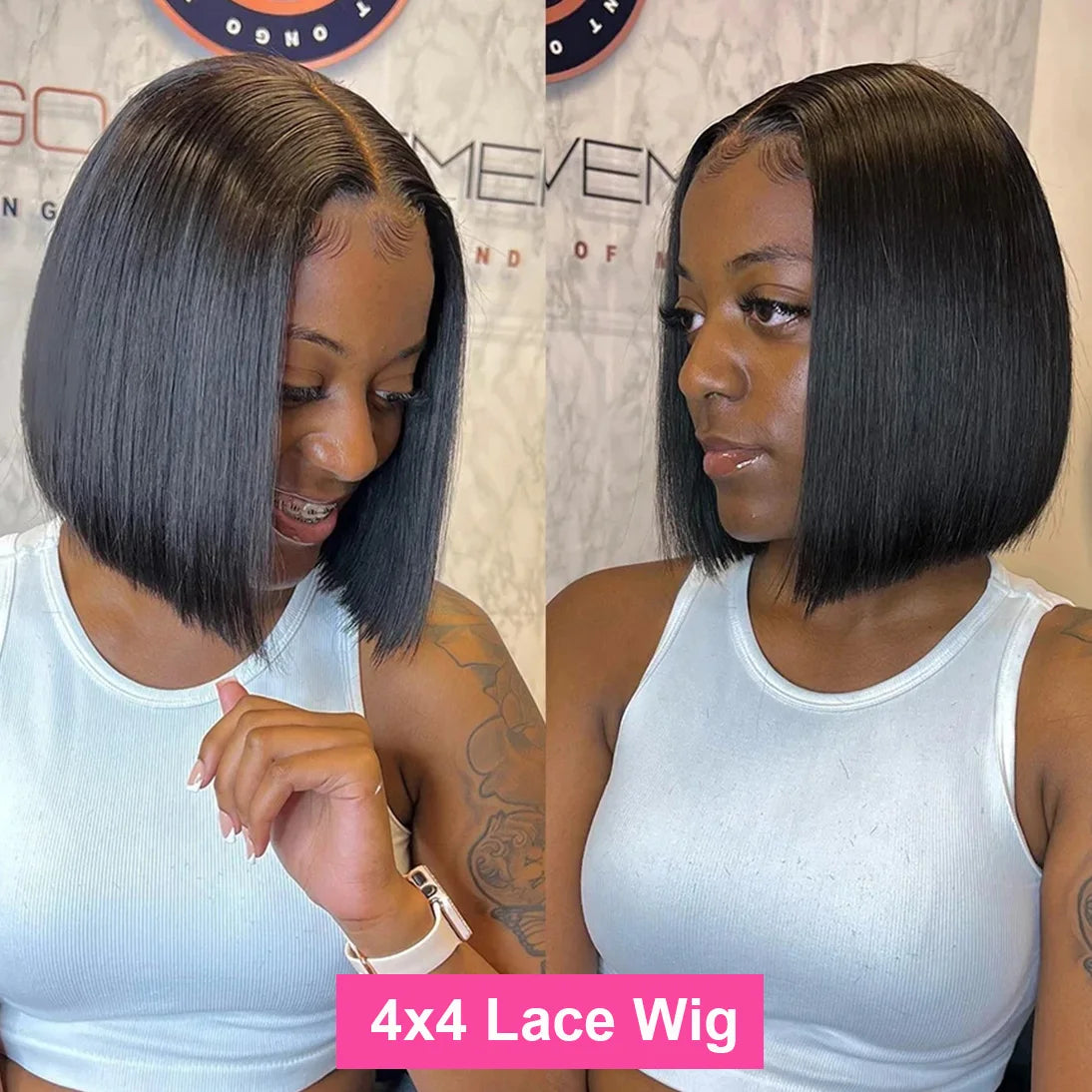 Straight 13x4 Short Bob Remy Hair HD Transparent Lace Full Lace Frontal Wigs 100% Human Hair For Women 4x4 5x5 Lace Closure Wig