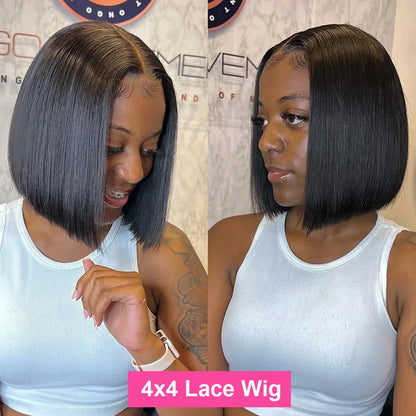 Straight 13x4 Short Bob Remy Hair HD Transparent Lace Full Lace Frontal Wigs 100% Human Hair For Women 4x4 5x5 Lace Closure Wig