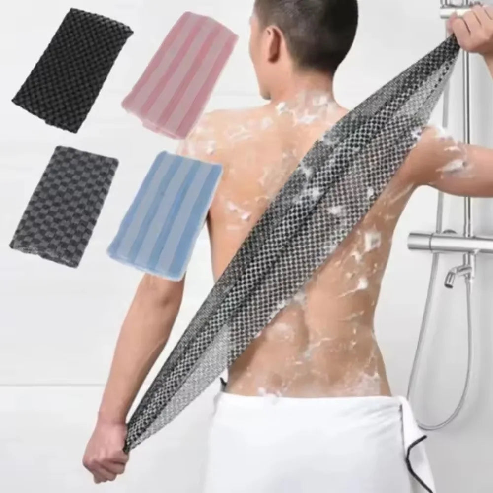 1PC Nylon Exfoliating Bath Towel, Japanese Style Back Rubbing Washcloth, Body Scrub Shower Tool Bathroom Accessory