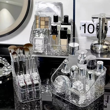 1Pc/Transparent Acrylic Cosmetics Storage Box Desktop Compartment Organizer Box Trapezoidal Cosmetics Storage