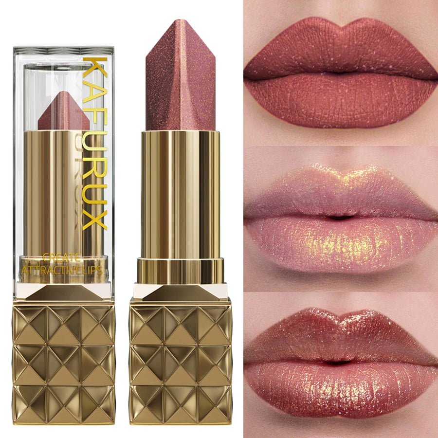 Two Tone Colors Lip Liner Pen with Glitter Matte Velvet Finish Smooth Metallic Lipstick Pearlecescent Lip Tint Makeup Gifts