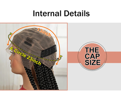 36inch Box Braided Wigs Synthetic Full Lace Braiding Hair Wigs Knotless Lace Frontal Braids Wig with Baby Hair for Black Women