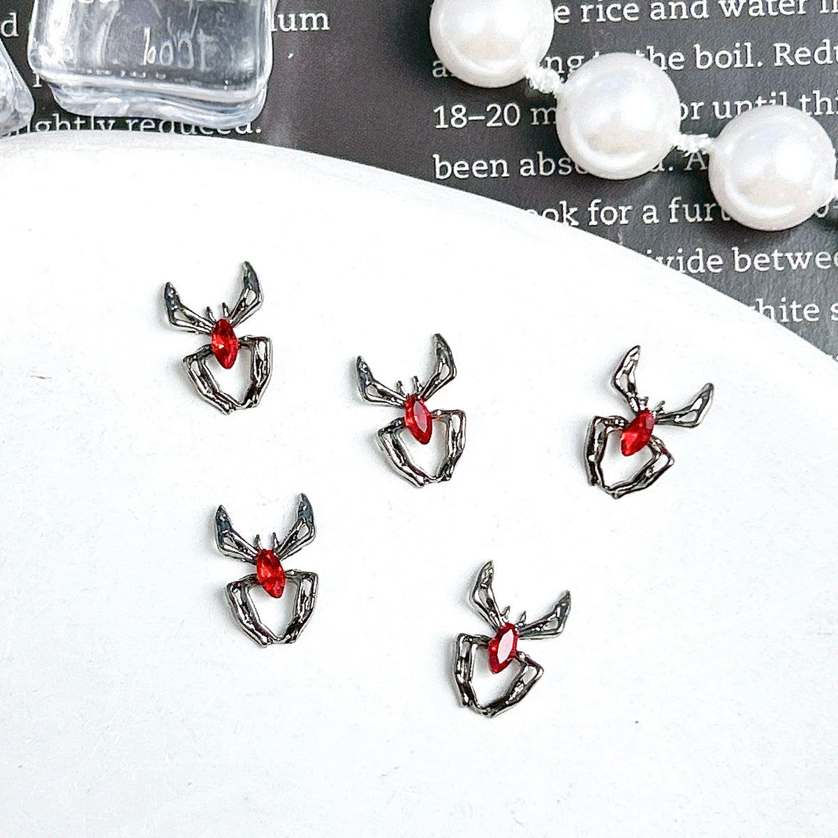 20PCS Multiple Style Alloy Skull Spider Nail Art Charms New Creative Glass Diamond Bat Halloween Nail Decorations for DIY Nails