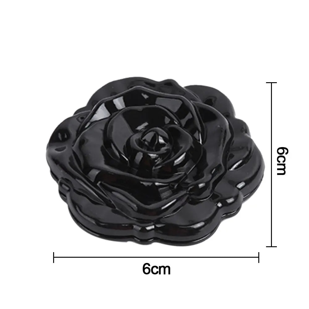New Double-Sided Rose Flower Makeup Mirror Round Shape Handheld Mini Pocket Mirror Convenient Cosmetic Mirror Travel Beauty Tool