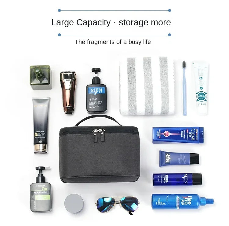 New Business Trip Men's Toiletry Bag Double Layer Large Capacity Cosmetic Bag Oxford Cloth Storage Bag Portable Handbag