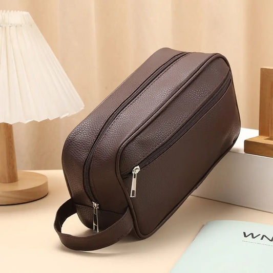 New Large Capacity Men Cosmetic Bag Travel PU Leather Zipper Makeup Bags Storage Pouch Cosmetics Organizer Toiletry Bag