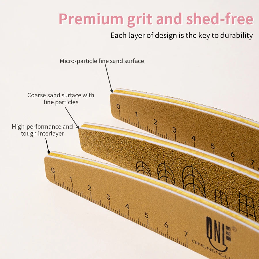 1/2/5/10pcs Washable Ruler Nail File Set with Scale 100/180 Grit Double-Sided Sanding Nail File Durable Nail Sanding Bar Tools
