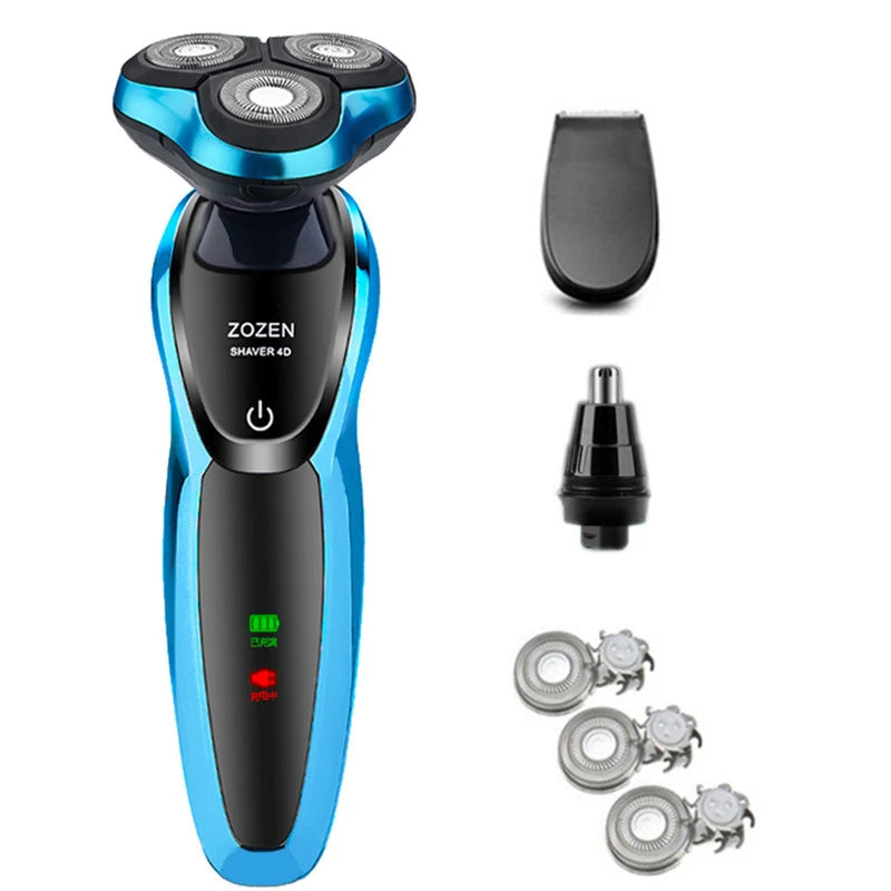 ZOZEN Electric Shaver Rotary Shaver Electric Razor Beard Trimmer Rechargeable Shaving Machine for Men Wet-Dry Use Waterproof