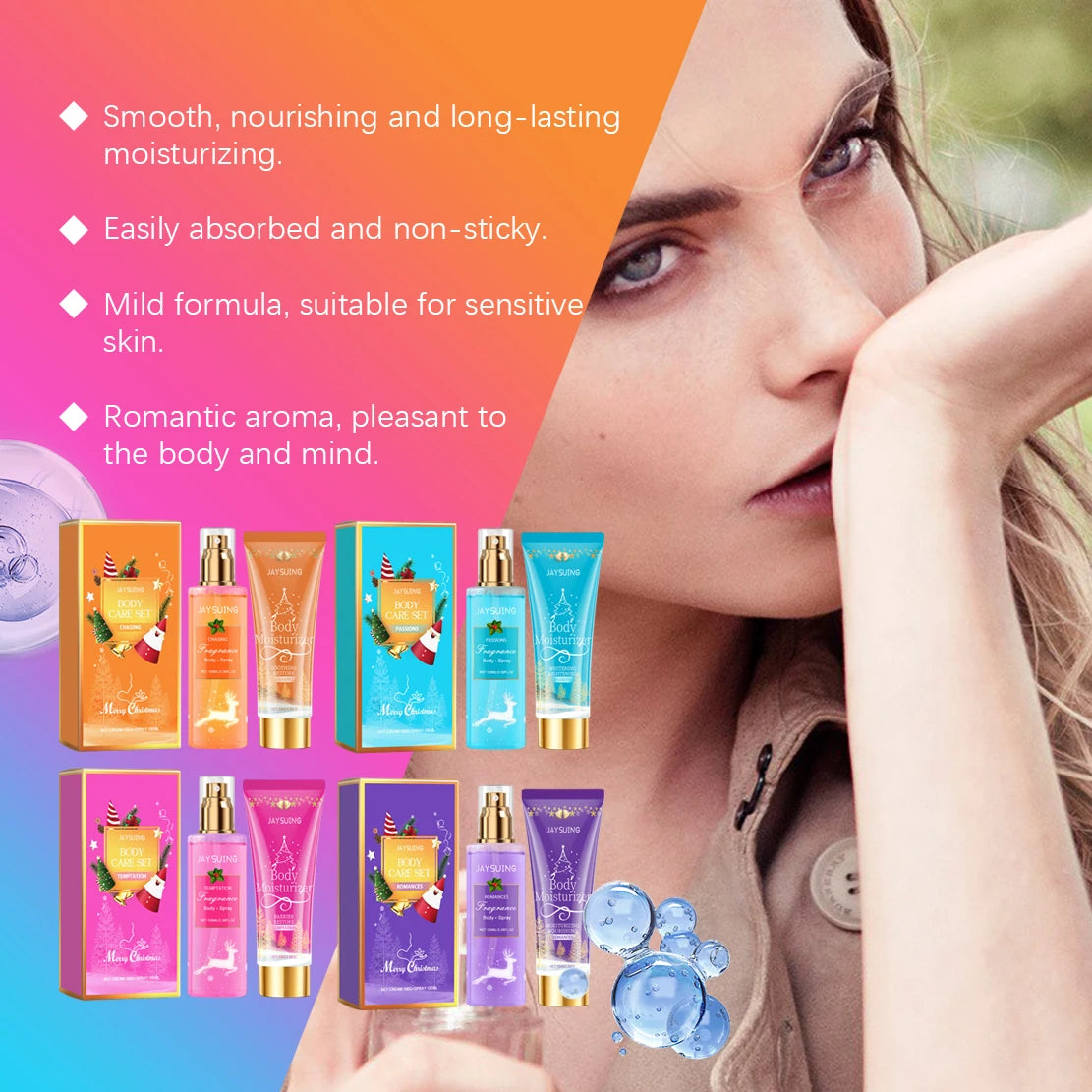 Christmas Scented Body Care Set Moisturizing Fragrance Body Spray & Lotion Long Lasting Fragrance Smoothing Body Repairing Dry