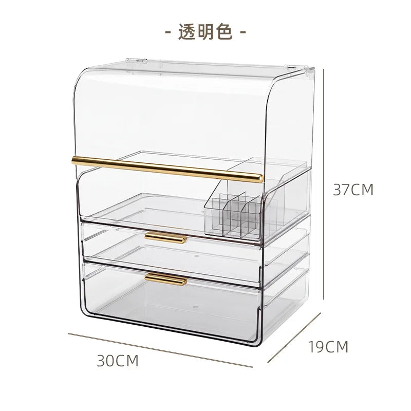Cosmetics storage box dustproof large capacity household dressing table skincare product storage cabinet desktop cosmetics stora