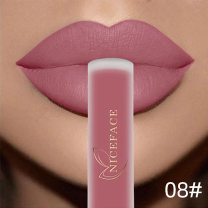 NICEFACE Matte Liquid Lipstick Waterproof Long Lasting Lip Gloss Tint Sexy Red Nude Purple Metallic Lipsticks Makeup Cosmetics
