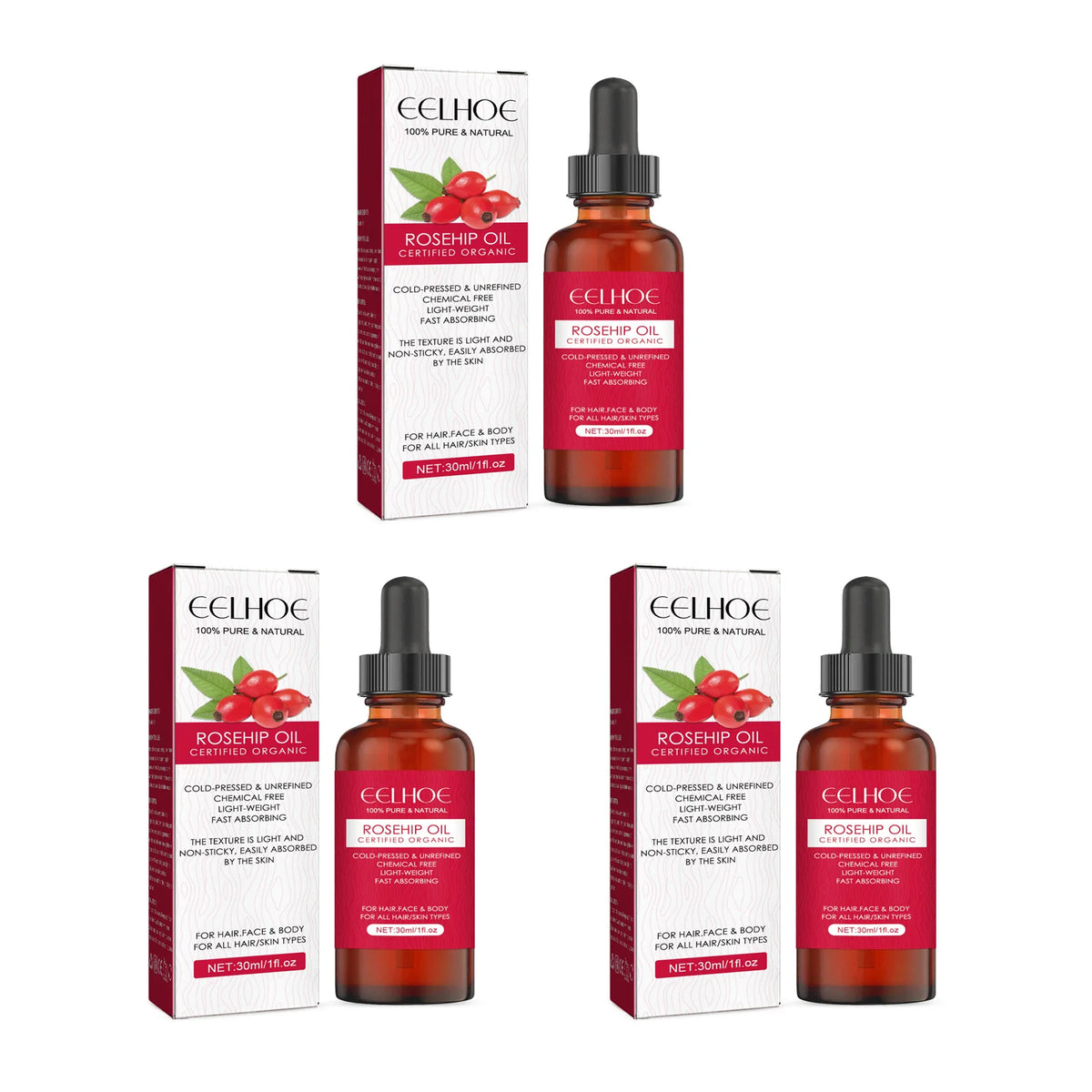 EELHOE Rosehip Facial Essential Oil Fade Fine Line Lifting Firming Repair Smooth Moisturizing Whitening Nourishing Skincare Oil