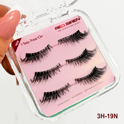 RED SIREN Self Adhesive Eyelashes 3Pairs/Pack Natural Look Half Faux Mink Lashes Long Lasting Press On Cat Eye Lashes Makeup