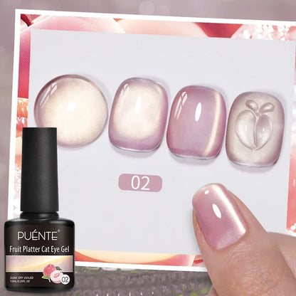 PUENTE 7.5ML Nude Shade Ceramic Cat Eye Gel Nail Polish Shiny Moonlight Cat Eye Gel Soak Off UV Semi-Permanent Nail Art Varnish