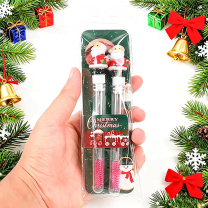 2pcs/Pack Christmas Eyelash Brush Mascara Wands, Crystal Eyebrow Spoolies Brush for Eyelash Extensions, Pink Lash Brushes,