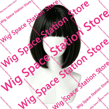 Natural Black Brown Bob Wigs Short Straight with Blunt Bangs Soft Synthetic Hair Heat Resistant For Women Cosplay Daily Wear