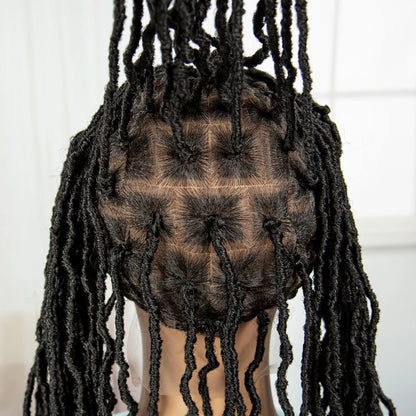 24Inch Full Lace Locs Braided Wigs with Baby Hair Lace Frontal Synthetic Braids Wigs for Black Women Natural HD Lace Braids Wigs