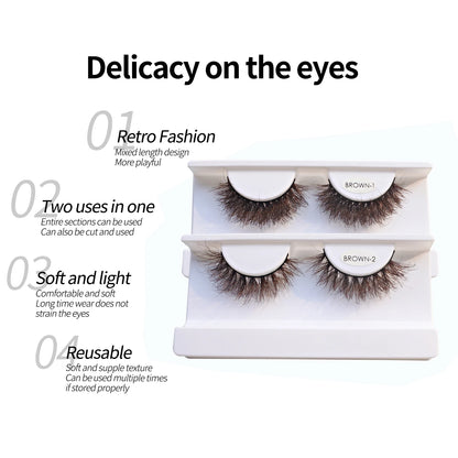 RED SIREN Brown Fluffy Mink Lashes 2026 New Design Luxurious Soft Natural Strip Lashes Cosplay Mink False Eyelashes Supplies