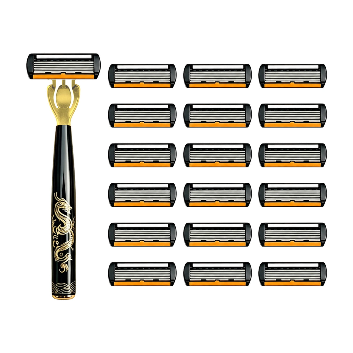 Men's Manual Safety Razor Set, Featuring 6-Layer Stainless Steel Blades and an Aloe vera Lubricating Strip | Perfect as a Gift.