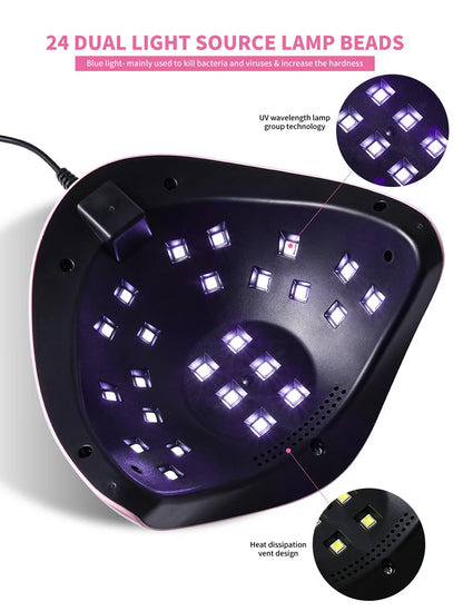 LIMEGIRL 24LED UV Lamp for Nails Gel Polish Varnish Drying With LED Display And Motion Sensing Professional Manicure UV Lamp for Acrylic Resin Dryer Home Use Tool