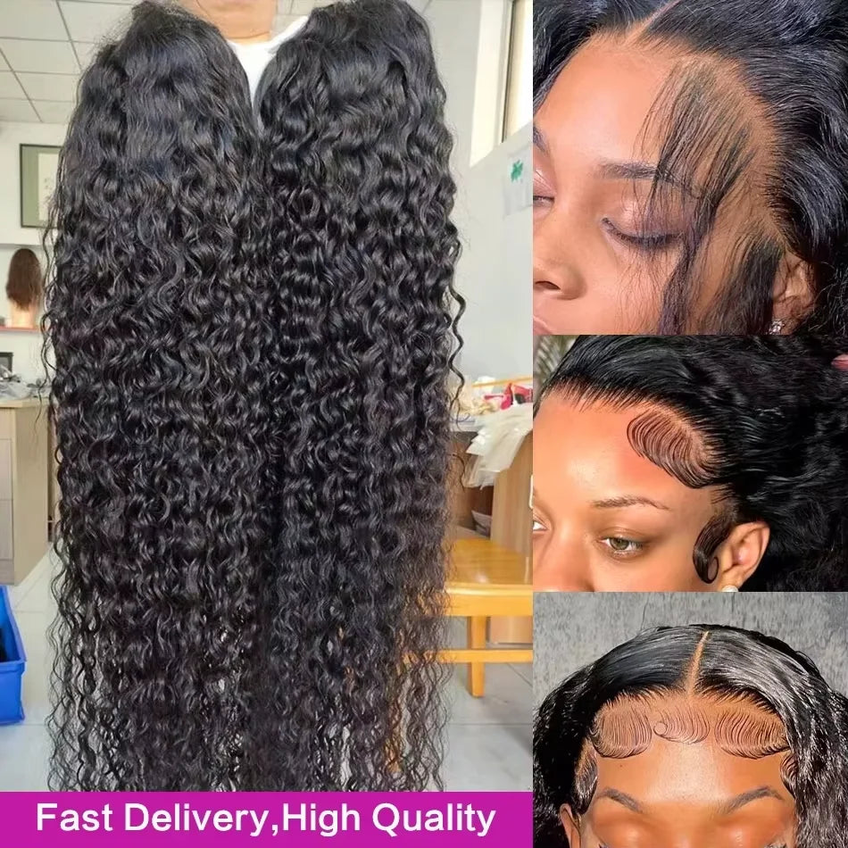 38Inch Deep Wave Frontal Wig Transparent 13x4 13x6 HD Lace Frontal Human Hair Wigs Curly Human Hair Lace Frontal Wigs For Women
