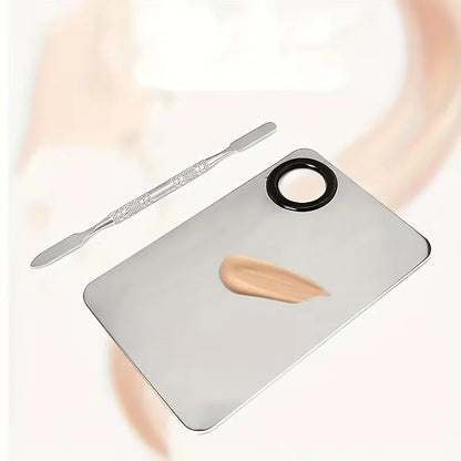 Stainless Steel Pro Makeup Mixing Palette - Seamless Blender for Foundation, Shadow & Cream - Hygienic Spatula, Durable & Easy