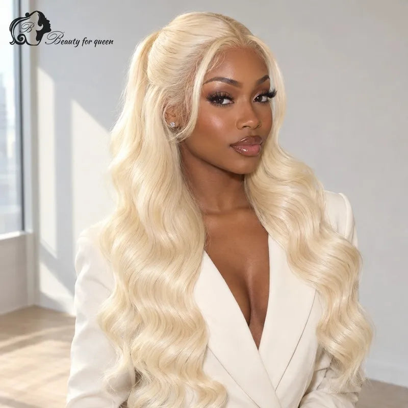 Middle 613 Blonde Body Wave Wig Long Full Cuticle Natural Elegant Glossy Brazilian Deep HD Lace Baby Hair Bouncy Colored
