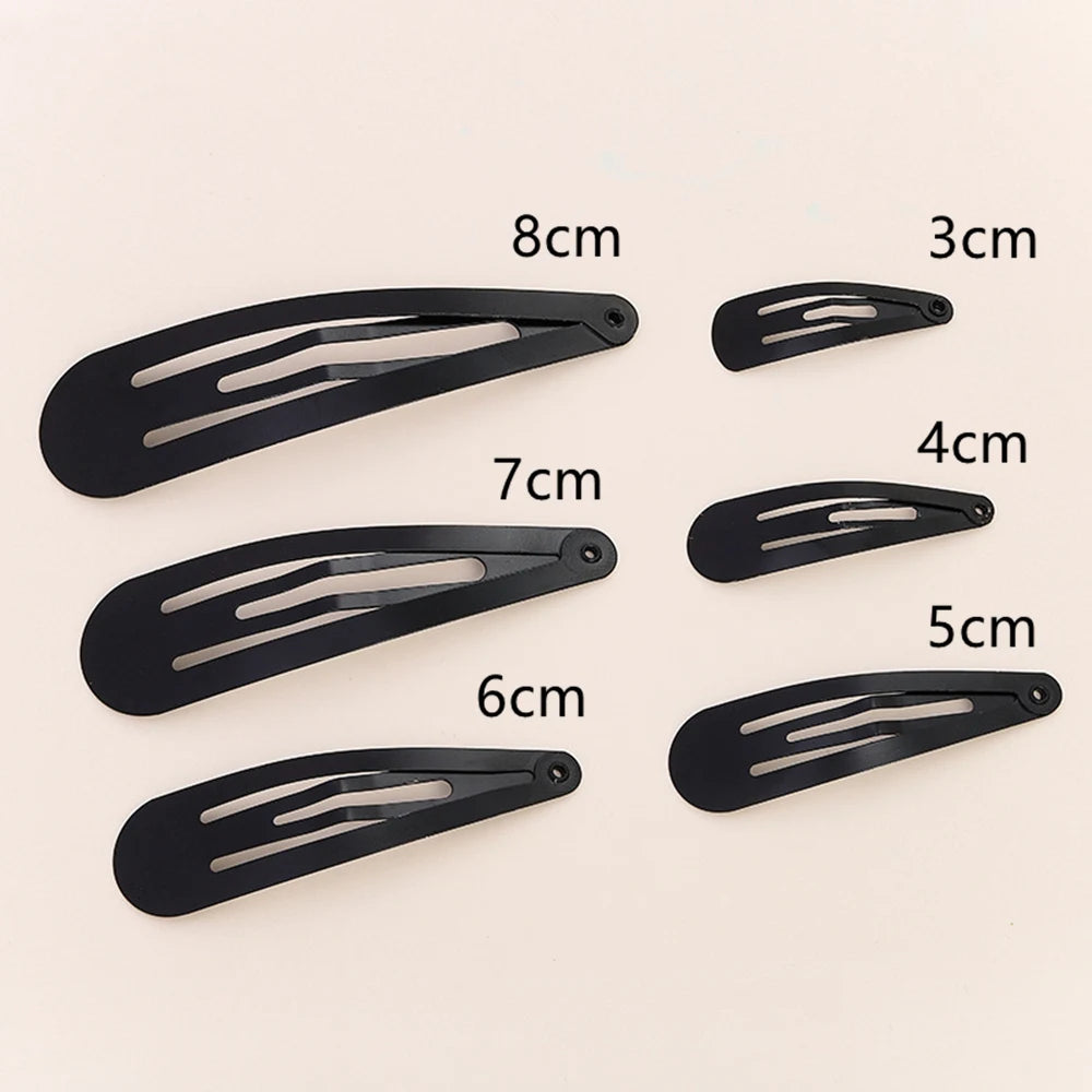 100Pcs 4cm 5cm 6cm 7cm 8cm Water Drop BB Hair Clip Gold Silver Black Snap Hairpins Barrettes for DIY Hair Accessories Headwear