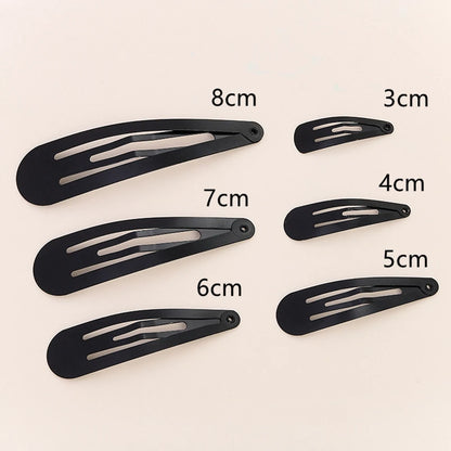 100Pcs 4cm 5cm 6cm 7cm 8cm Water Drop BB Hair Clip Gold Silver Black Snap Hairpins Barrettes for DIY Hair Accessories Headwear