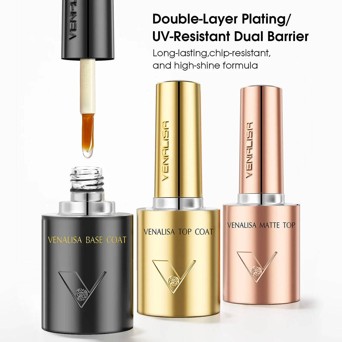 2/3pcs*10ml Venalisa Nail Gel Polish HEMA/TPO FREE Super Quality Ultra Glossy Diamond Top Coat Gel Soak Off UV/LED Base Coat