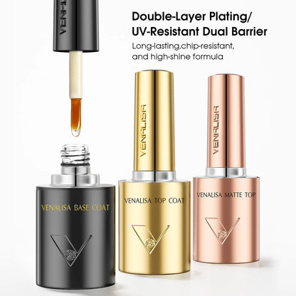 2/3pcs*10ml Venalisa Nail Gel Polish HEMA/TPO FREE Super Quality Ultra Glossy Diamond Top Coat Gel Soak Off UV/LED Base Coat