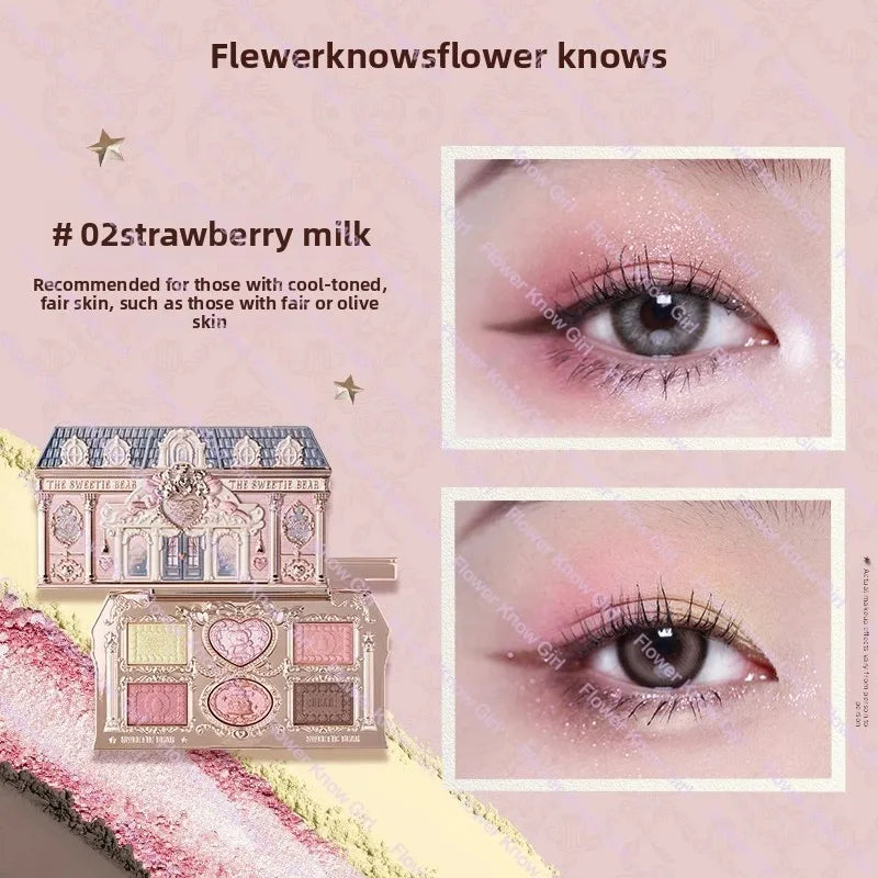 Flowerknows Strawberry Cupid Collection Facial Complexion Palette Blush Eyeshadow Highlighter Flower Know Face Bronzer Palette